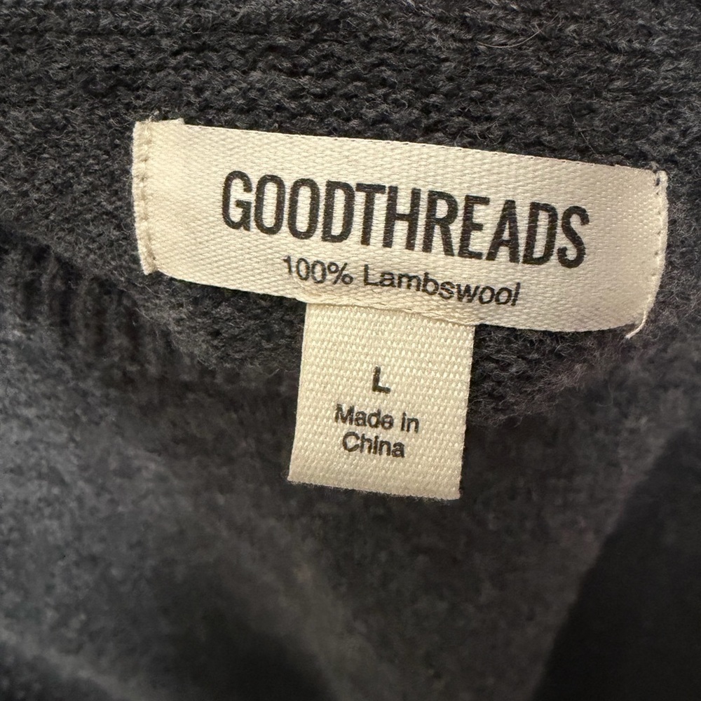 Goodthreads Gray 100% Lambswool Crewneck Sweater Size L - Picture 4 of 4